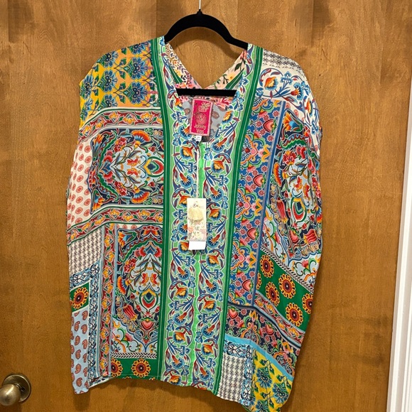 Johnny Was Tops - 379. Johnny Was Colorful Patchwork Boho Tunic Top - Multicolor
